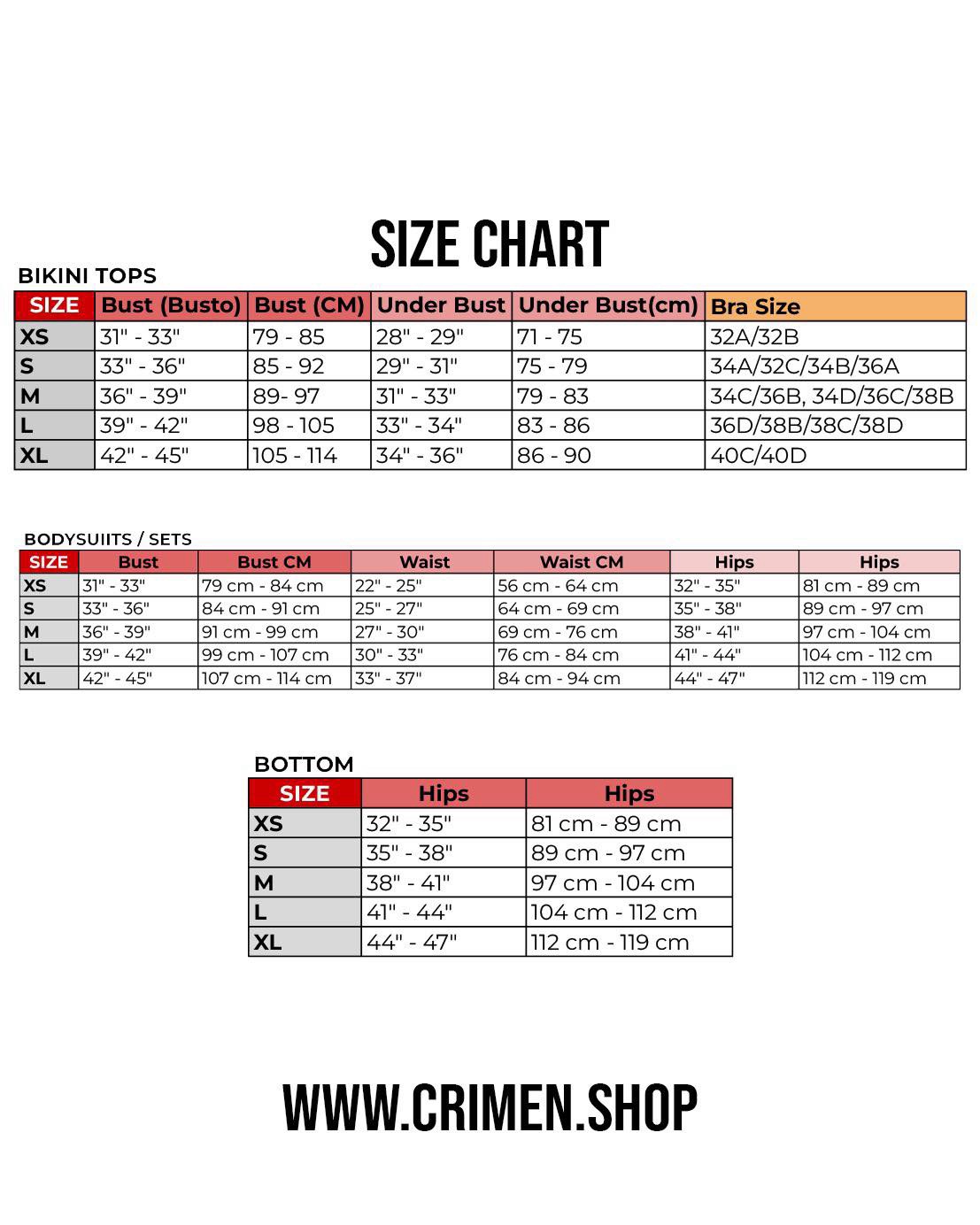 Size chart CRIMEN