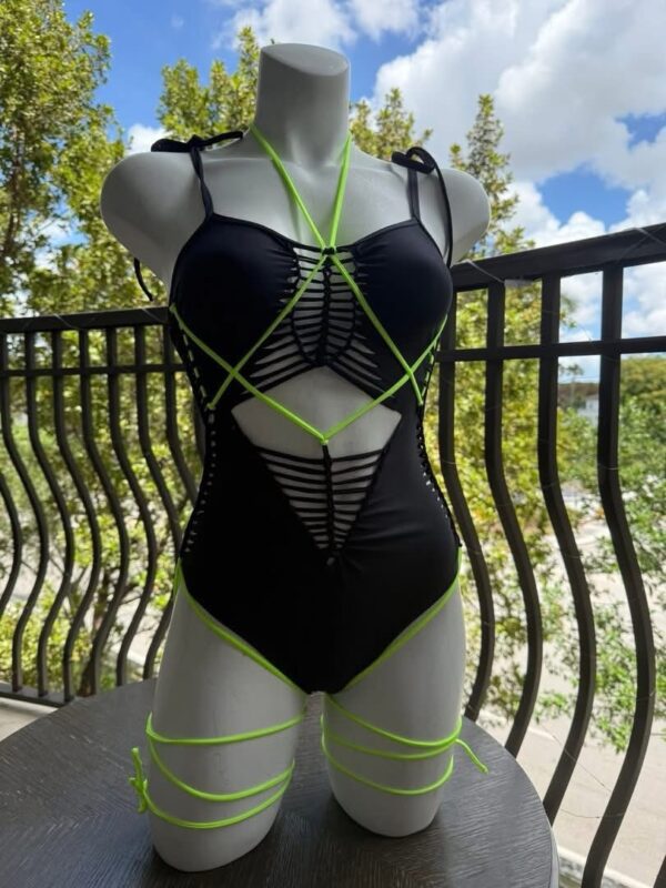 BODYSUIT with green strings (S/M)